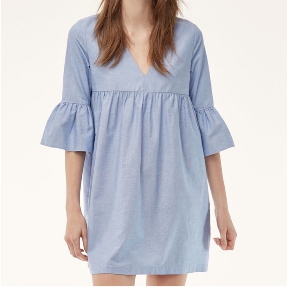Aritzia Sunday Best Blue Bell Sleeve Dress Small